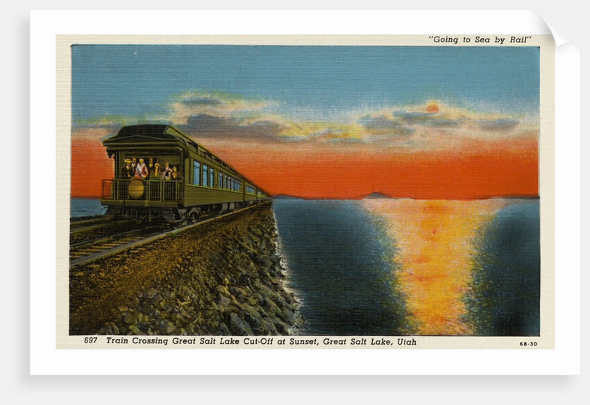 Postcard of Train Crossing Great Salt Lake by Anonymous