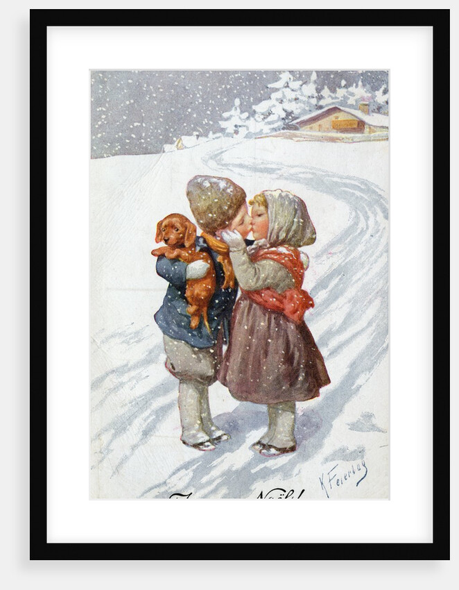 Postcard of Children Kissing by Anonymous
