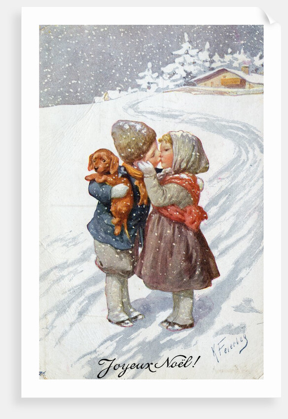 Postcard of Children Kissing by Anonymous