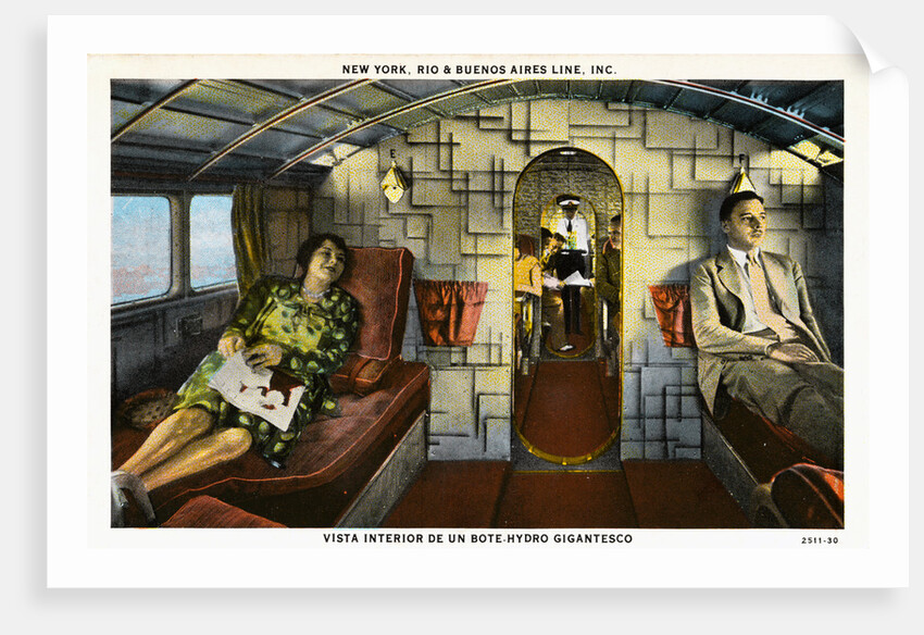 Interior View of a Huge Floatplane Postcard by Anonymous