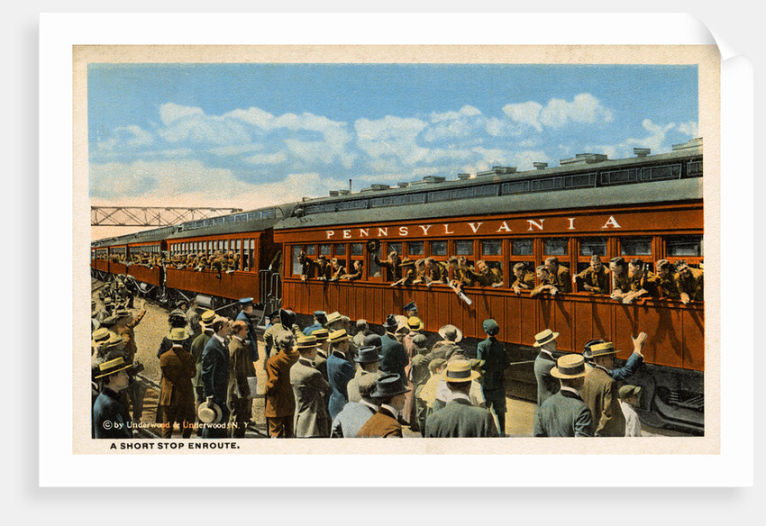 Postcard of Troops Waving from Passing Train by Anonymous
