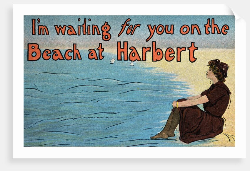 Postcard of Woman Sitting on the Beach by Anonymous