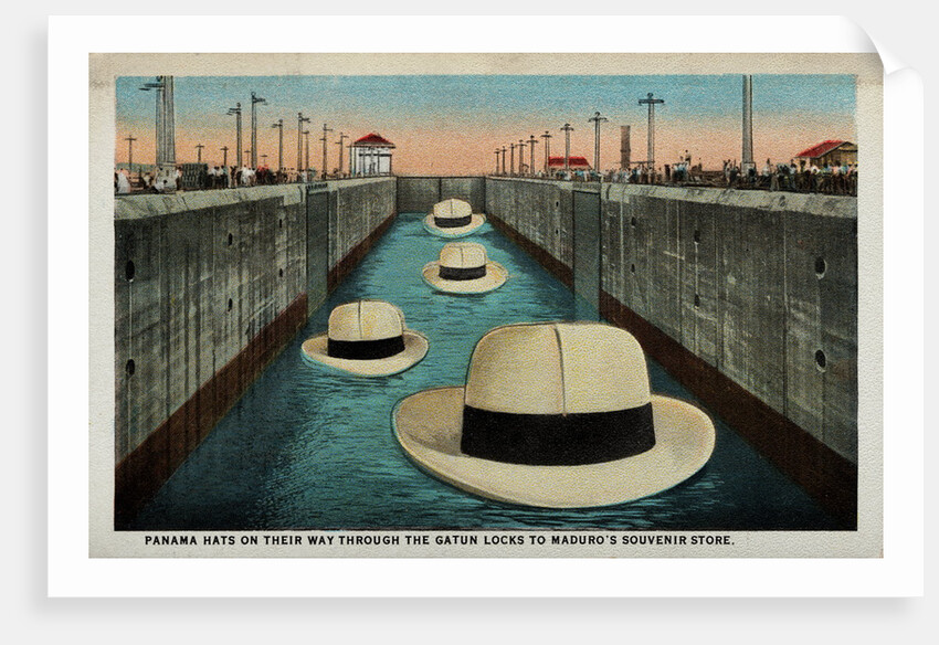 Postcard of Hats Floating Through Gatun Locks by Anonymous