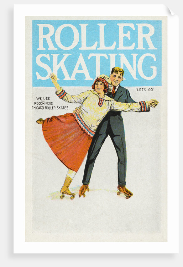 Postcard of Couple Roller Skating by Anonymous