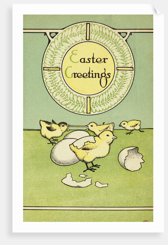 Easter Greetings Postcard with Chicks by Anonymous