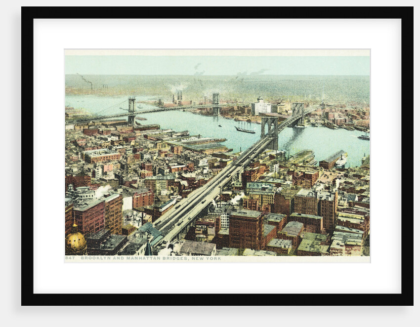 Brooklyn and Manhattan Bridges, New York Postcard by Anonymous