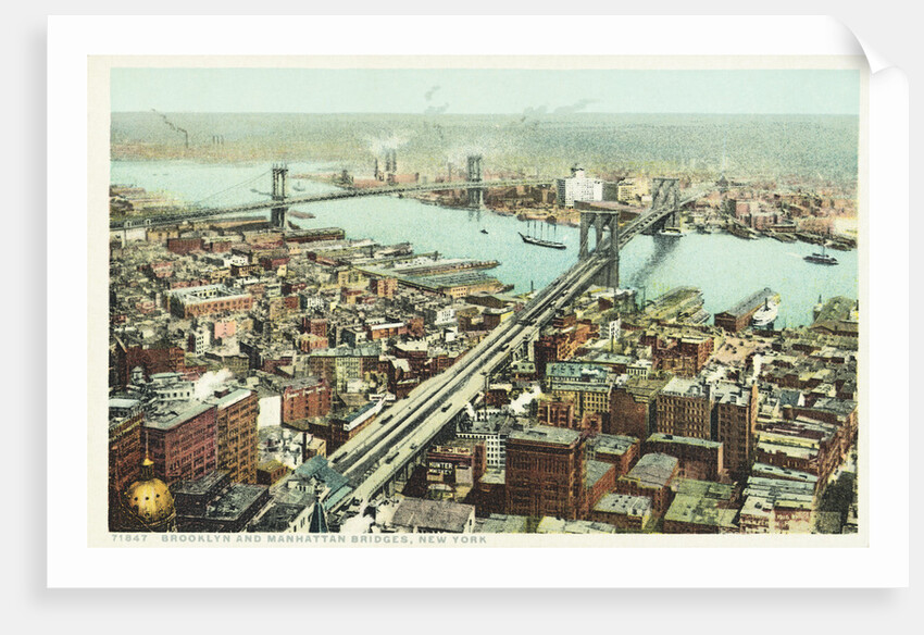 Brooklyn and Manhattan Bridges, New York Postcard by Anonymous