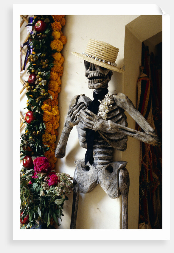 Day of the Dead Skeleton and Flowers by Anonymous