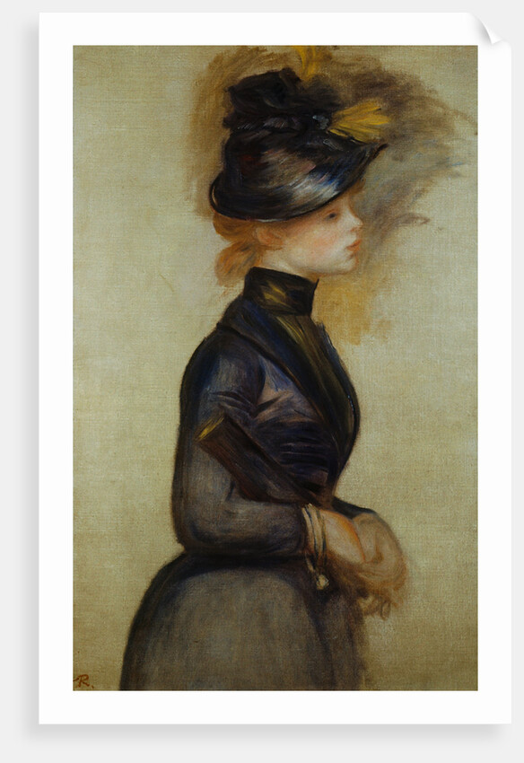 Young Woman in Blue Going to the Conservatory by Pierre-Auguste Renoir