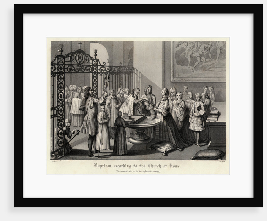 Engraving of a Roman Catholic Baptism by Anonymous
