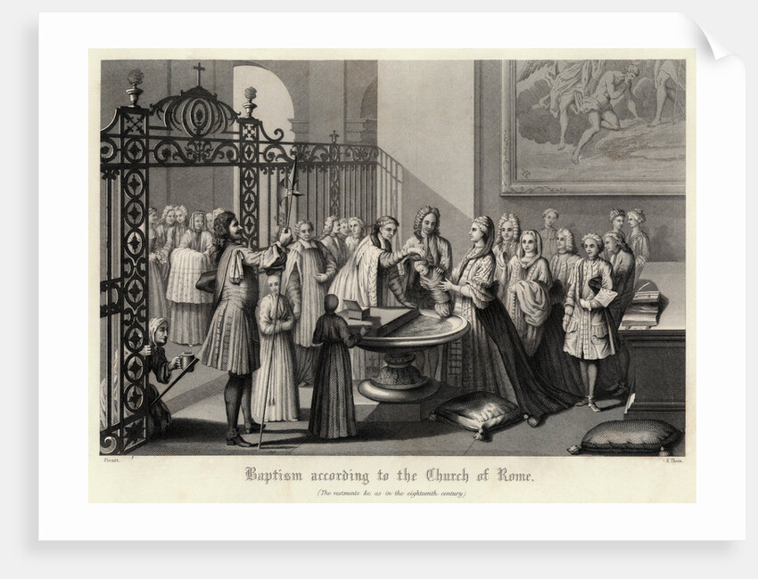 Engraving of a Roman Catholic Baptism by Anonymous