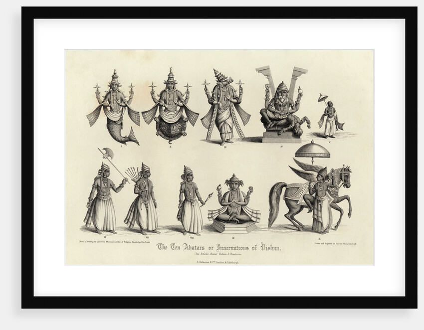 Engraving of the Ten Avatars of Vishnu by Anonymous