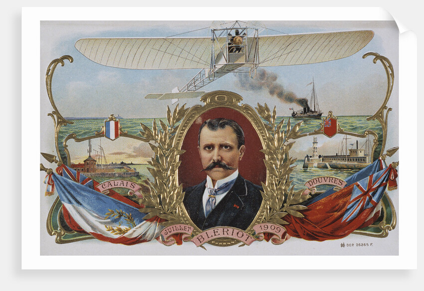 Label Depicting Mr. Bleriot's First Flight Across the Channel by Anonymous