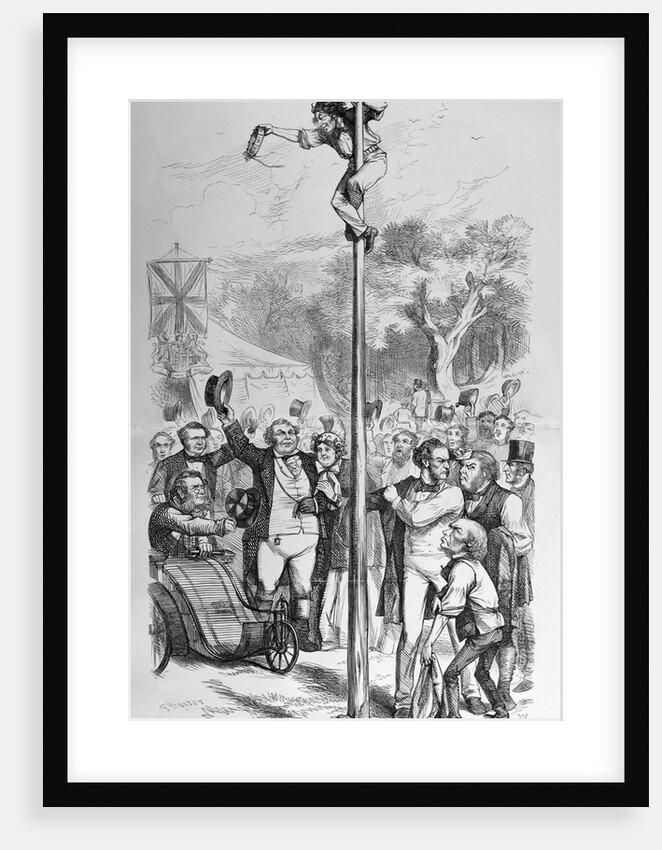 Political Cartoon Depicting Benjamin Disraeli Reaching the Top of the Political Pole by Anonymous