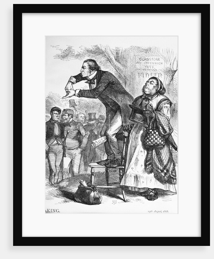 Political Cartoon Depicting William Gladstone Speaking Beside Queen Victoria by Anonymous
