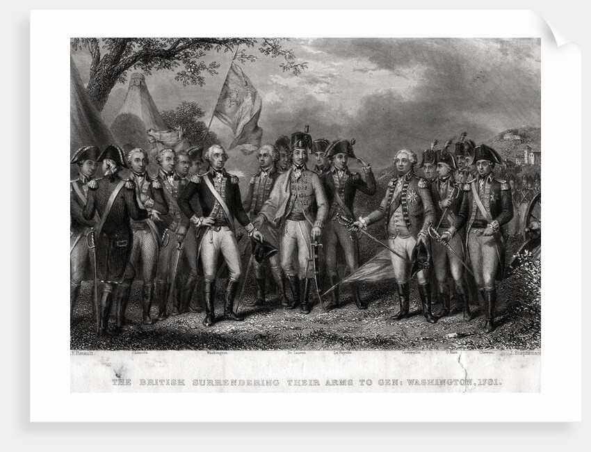 The British Surrendering Their Arms to General Washington, 1781 Engraving by J. Stephenson