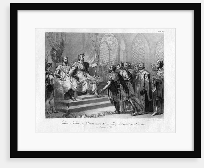 Saint Louis Mediating Between the King of England and His Barons Engraving by Jean-Mathias Fontaine