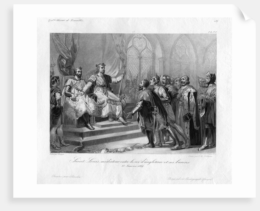 Saint Louis Mediating Between the King of England and His Barons Engraving by Jean-Mathias Fontaine