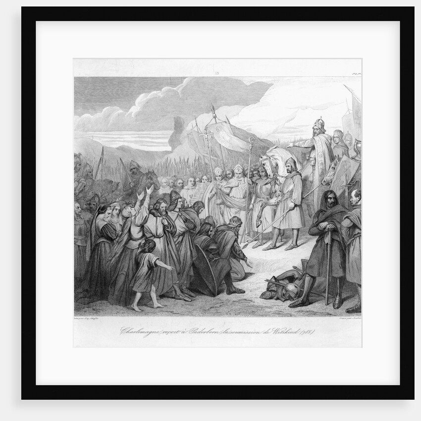Witkind's Submission to Charlemagne in Paderborn 19th-Century Engraving by Anonymous