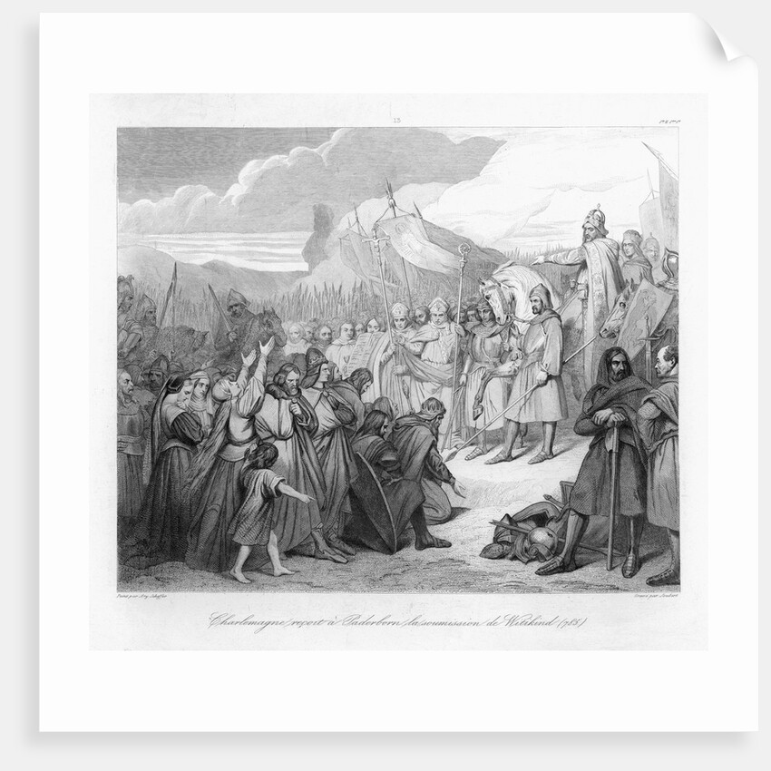 Witkind's Submission to Charlemagne in Paderborn 19th-Century Engraving by Anonymous