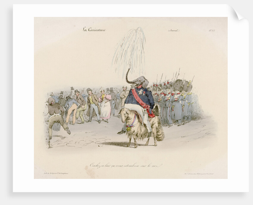 Caricature of an Elephant-Headed King Louis-Philippe Riding a Sheep by Anonymous