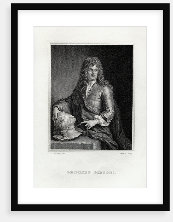 Engraving Print of Grinling Gibbons by Samuel Freeman