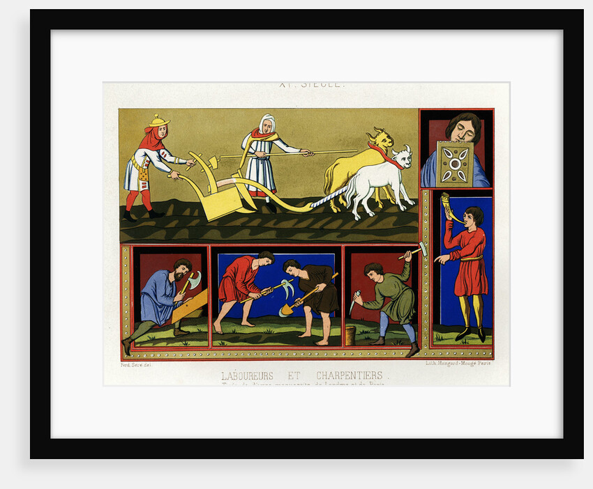 Book Illustration of People at Work in the 11th-Century by Anonymous