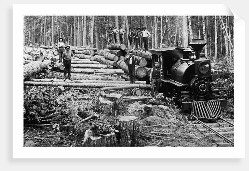 Loggers and Logging Locomotive by Anonymous