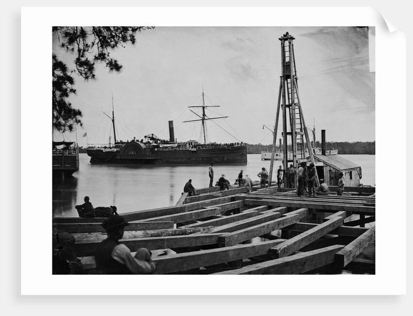 Sidewheeler Cruising Past a Pier by Anonymous