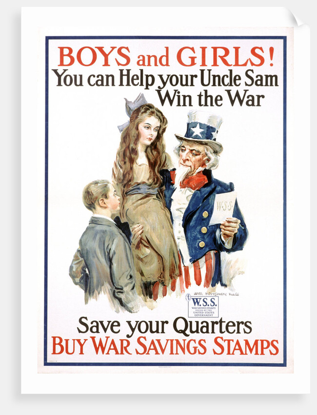 Boys and Girls! War Savings Stamps Poster by James Montgomery Flagg