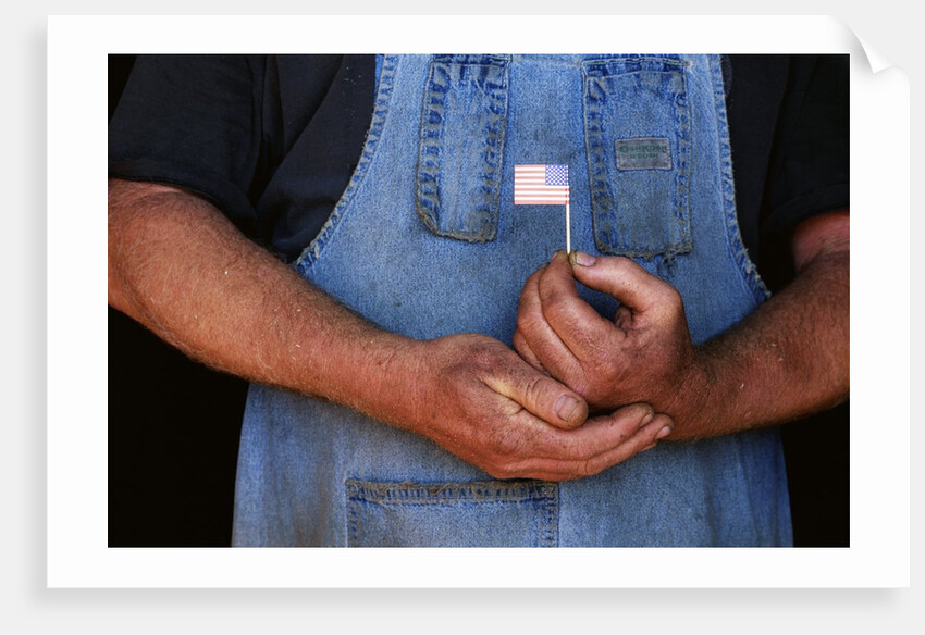 Man Holding Small American Flag by Anonymous