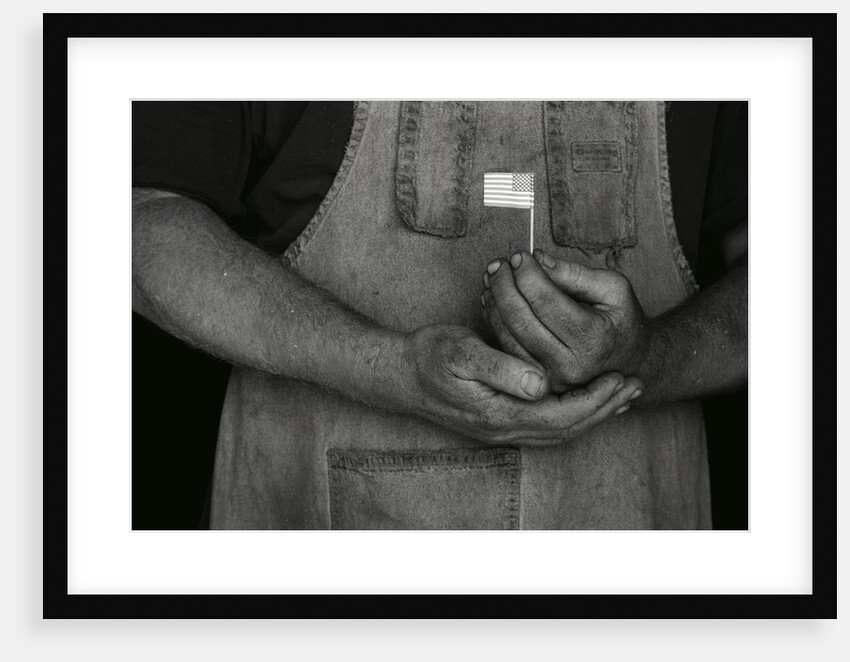 Man Holding Small American Flag by Anonymous