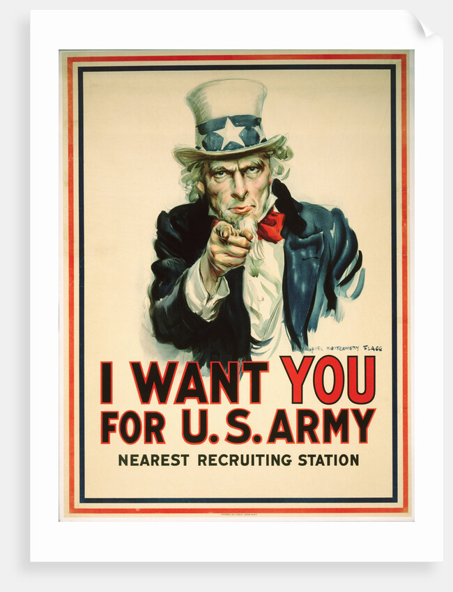 I Want You for the U.S. Army Recruitment Poster by James Montgomery Flagg