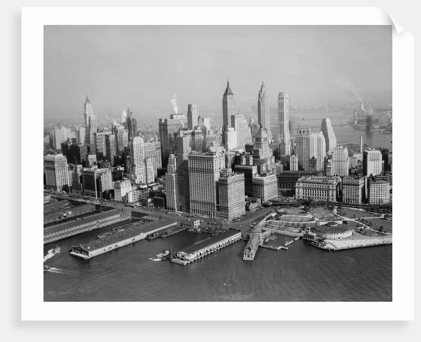 Aerial View of Downtown New York City with Harbor by Anonymous