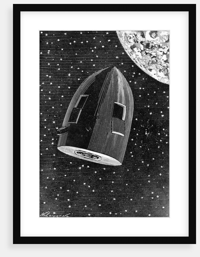 Rocket Capsule Illustration from the 1872 Edition of From the Earth to the Moon by Jules Verne