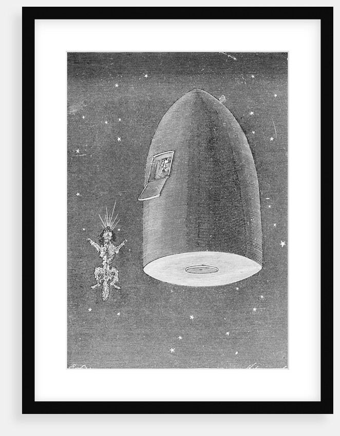 Illustration Depicting the Disposal of Satellite's Body in From the Earth to the Moon by Jules Verne