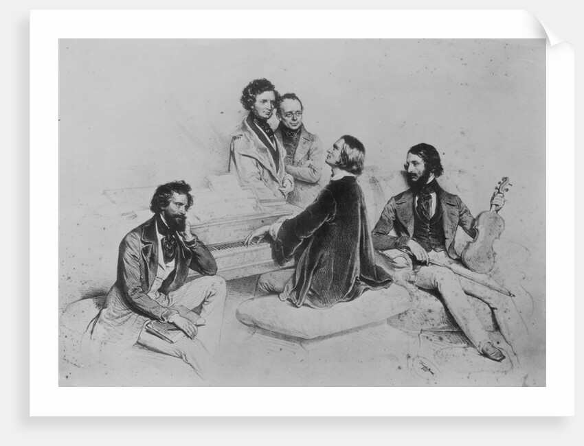 Franz Lizst at Piano with Friends by Anonymous