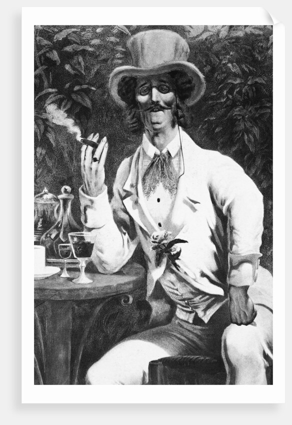 Illustration of Jacques Offenbach Smoking Cigar by Anonymous