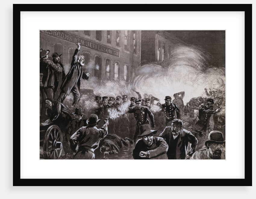 Illustration of Haymarket Riot in Chicago by T. de Thulstrup