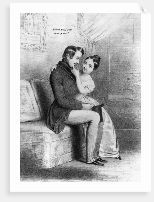 Print Depicting Queen Victoria's Marriage Proposal to Prince Albert by Anonymous