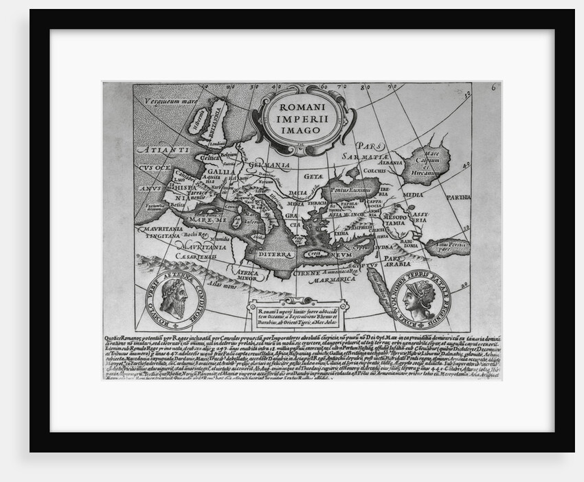 Map of The Roman Empire from 18th Century Engraving by Anonymous
