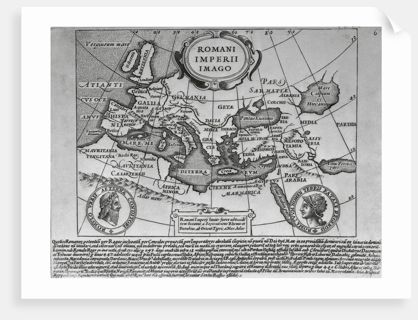 Map of The Roman Empire from 18th Century Engraving by Anonymous