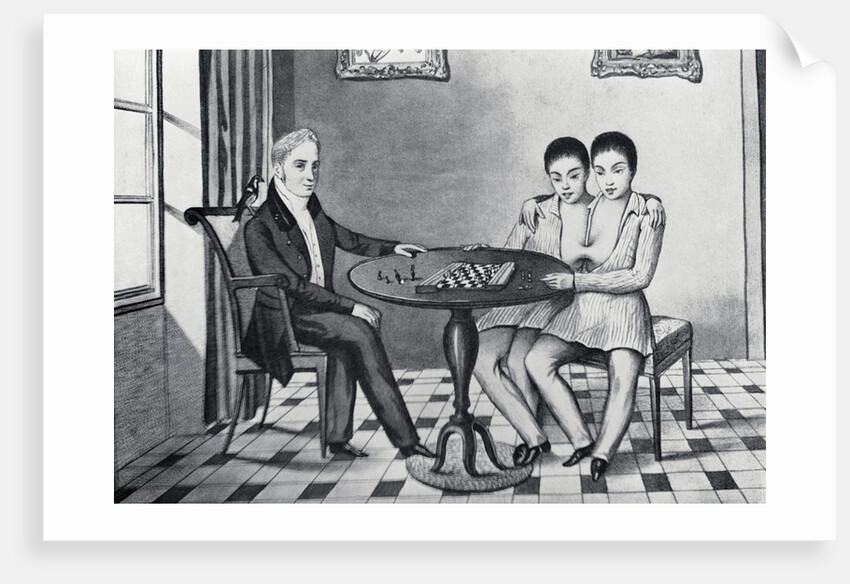 Depiction of Siamese Twins Playing Chess by Anonymous