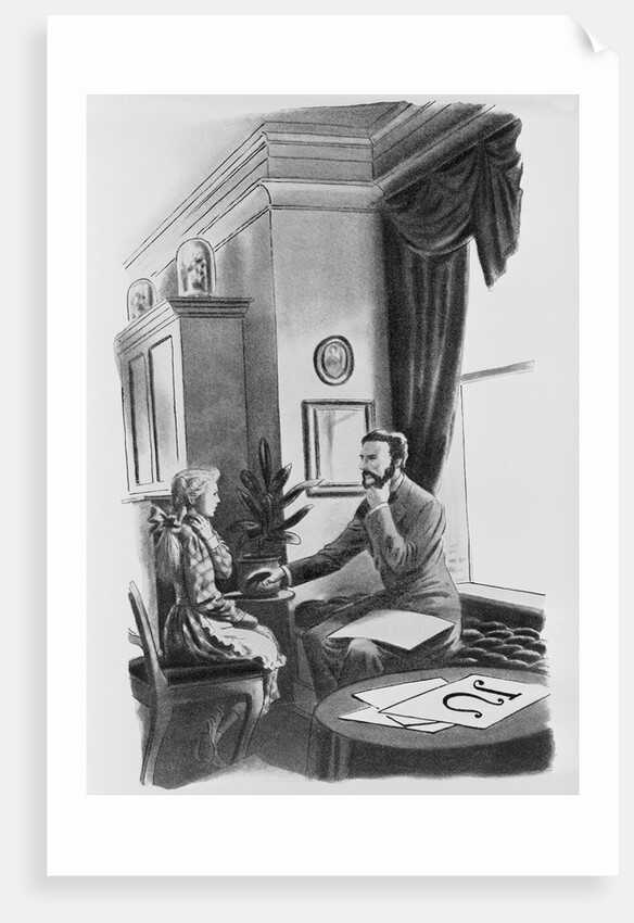 Lithograph of Alexander Graham Bell Teaching Deaf Student by Anonymous