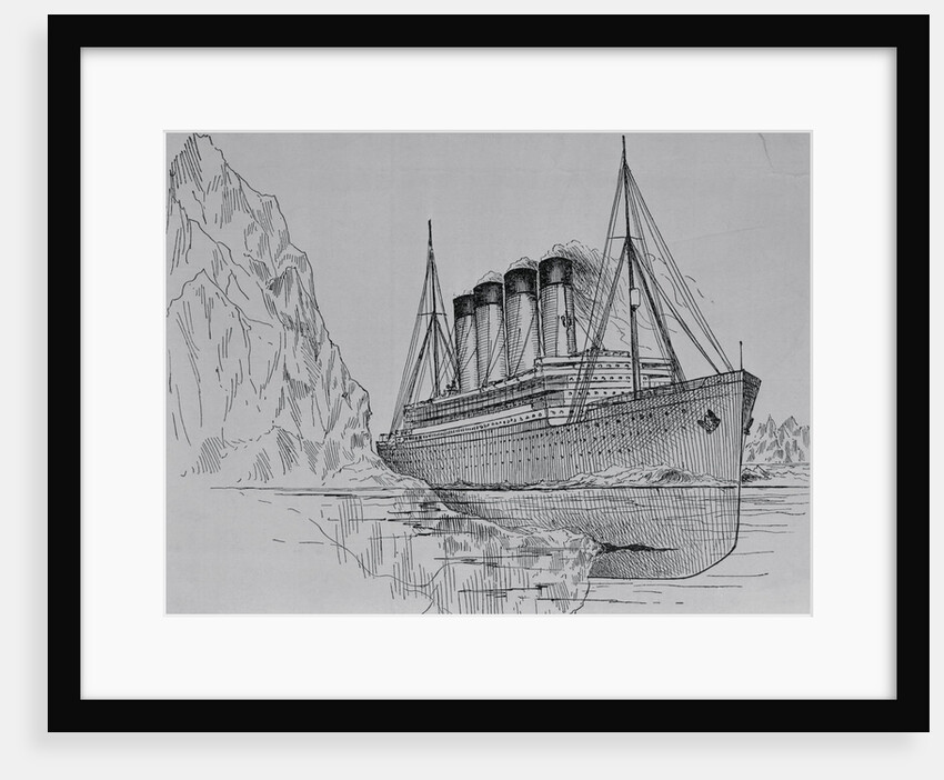 Drawing of the Titanic Hitting an Iceberg by Anonymous