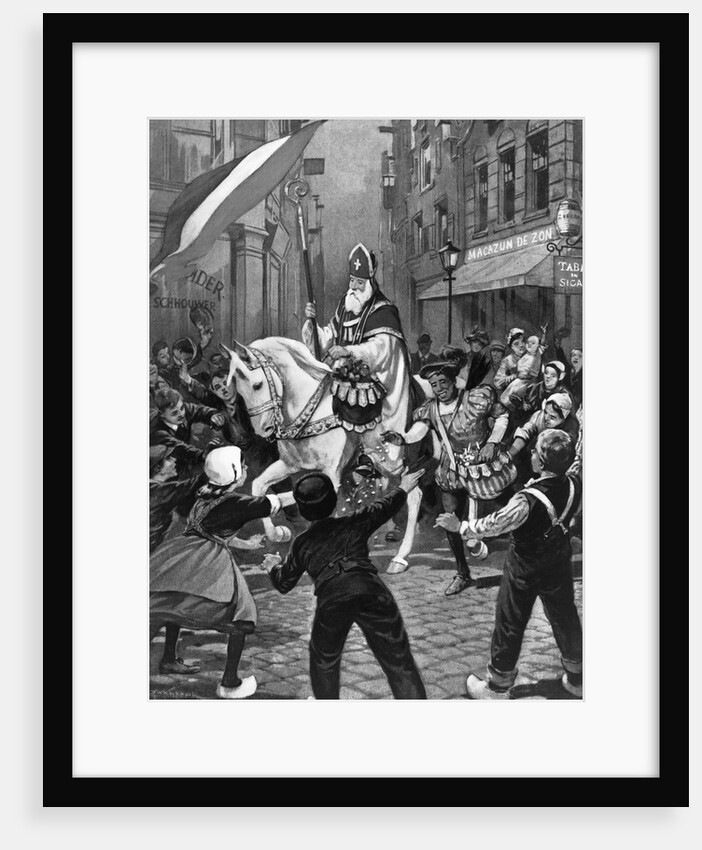 Dutch Santa Claus Distributing Gift by Anonymous