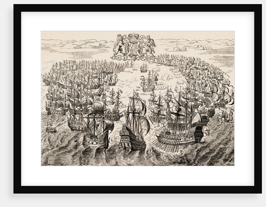Print Depicting English and Spanish Fleets Fighting near the Isle of Wight by Anonymous