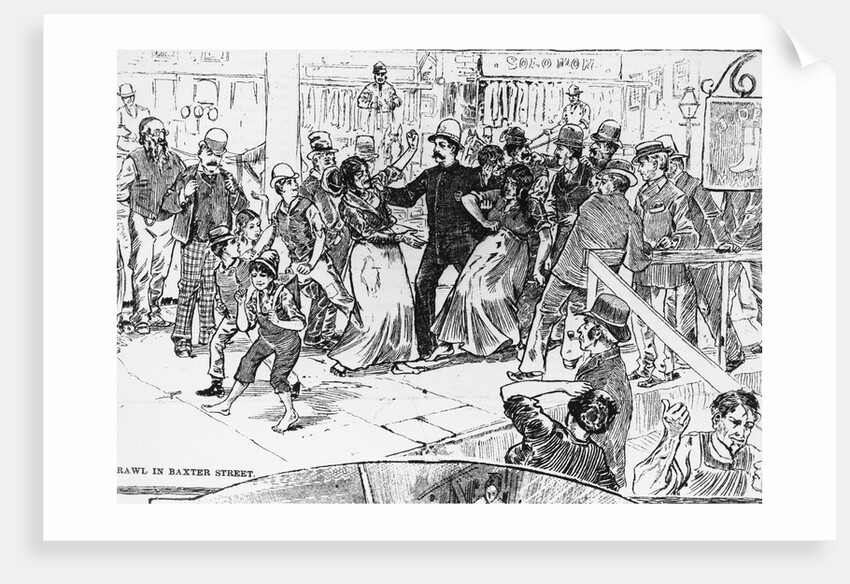 Woodcut Depicting Brawl in Baxter Street by Anonymous