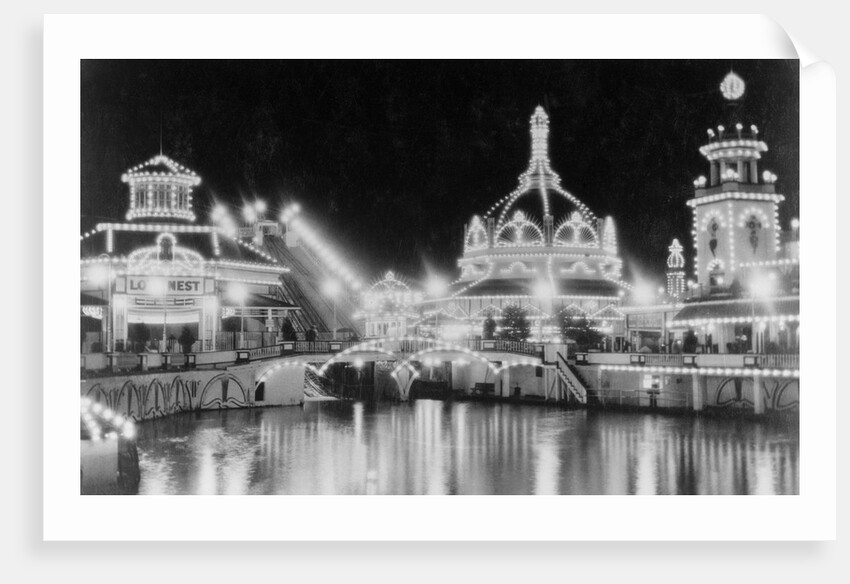 Luna Park at Coney Island Illuminated at Night by Anonymous