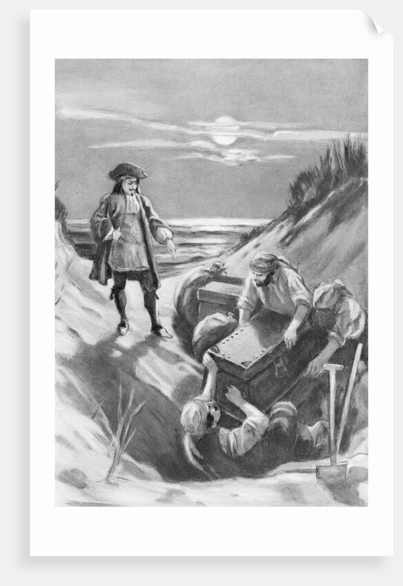 Illustration of Captain Kidd Burying Treasure by Anonymous